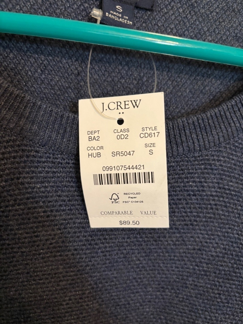 NWT J.Crew Men's Waffle Knit Crewneck Sweater - Picture 4 of 5